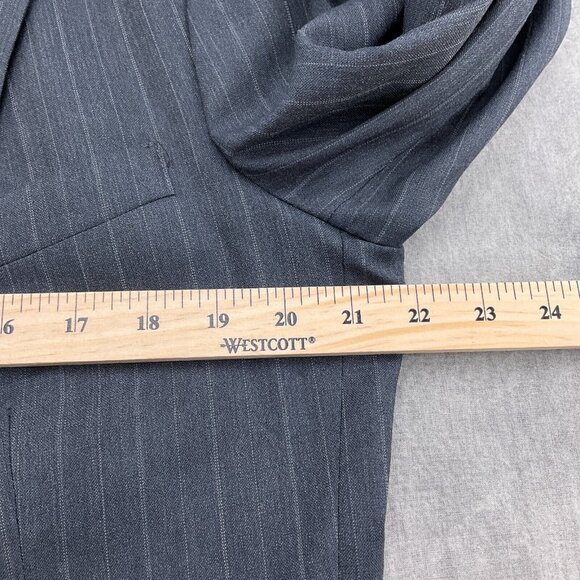 Macys Design Studio Suit Men 44 35Wx28L Gray Stripe Classic‎ Career Wool USA - Picture 3 of 16
